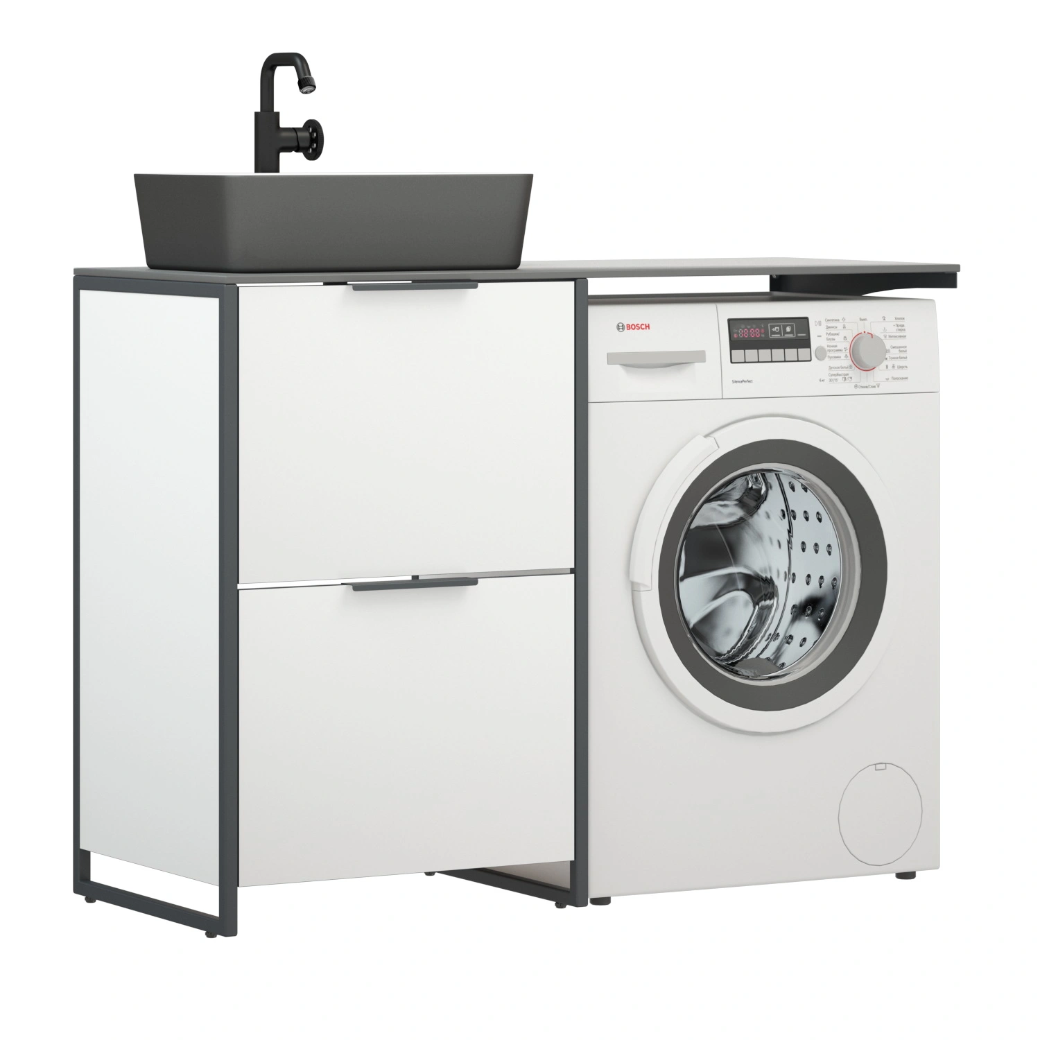 Тумба напольная Corozo Гера 120 Z с раковиной Мадлен 120 L, белый от магазина Vanna-Vanna.ru!