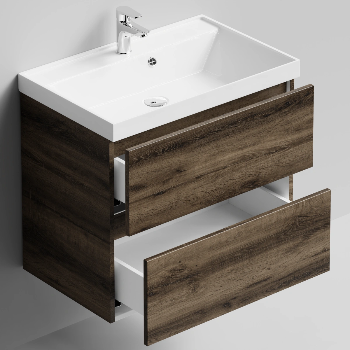 Тумба с раковиной Vod-ok Бест 70  подвесная, Дуб крымский коричневый от магазина Vanna-Vanna.ru!