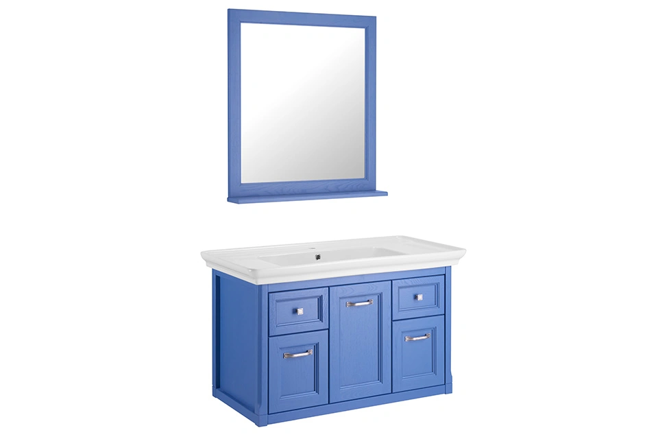 Мебель для ванной ASB Woodline Толедо 105 комплект, подвесной, синий, хром