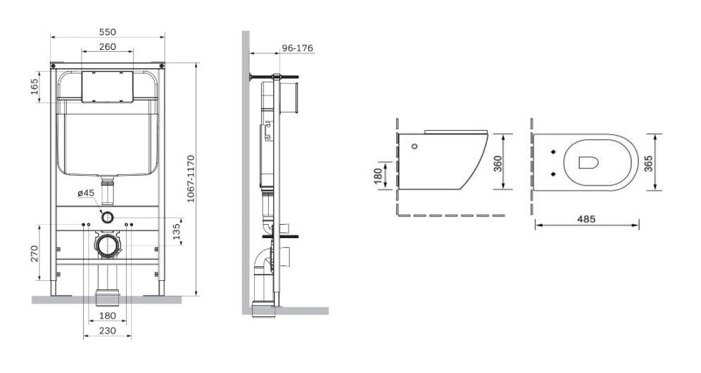 Унитаз подвесной SantiLine SL-5009 + SL-01 с инсталляцией и кнопкой, белый от магазина Vanna-Vanna.ru!