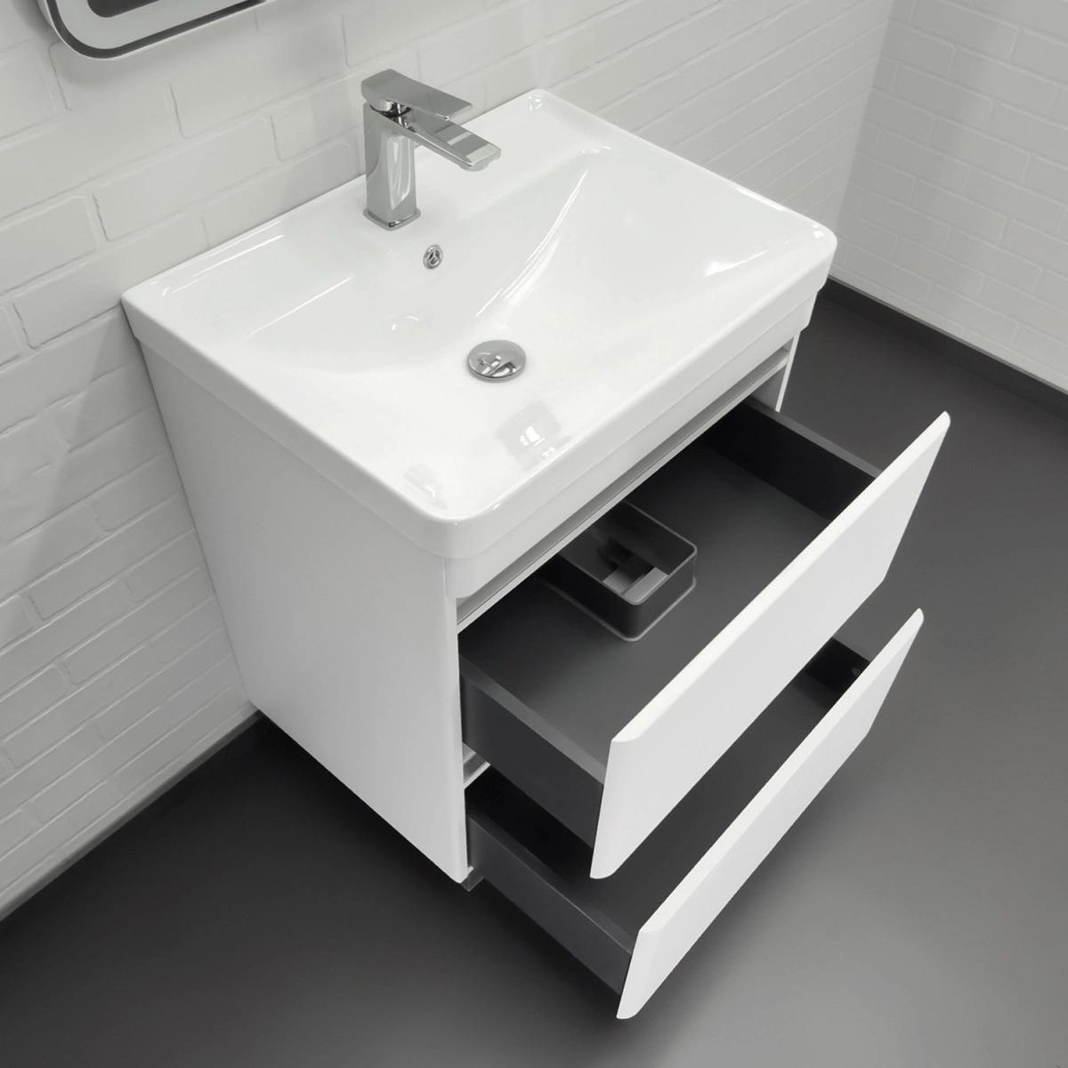 Тумба напольная Comforty Валдай-70Н белая матовая с раковиной 4470 от магазина Vanna-Vanna.ru!