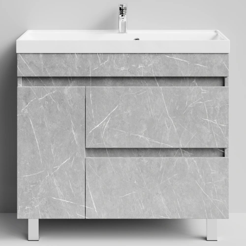 Тумба с раковиной Vod-ok Бест 90 левая дверь, напольная, Мрамор Белый софт тач от магазина Vanna-Vanna.ru!