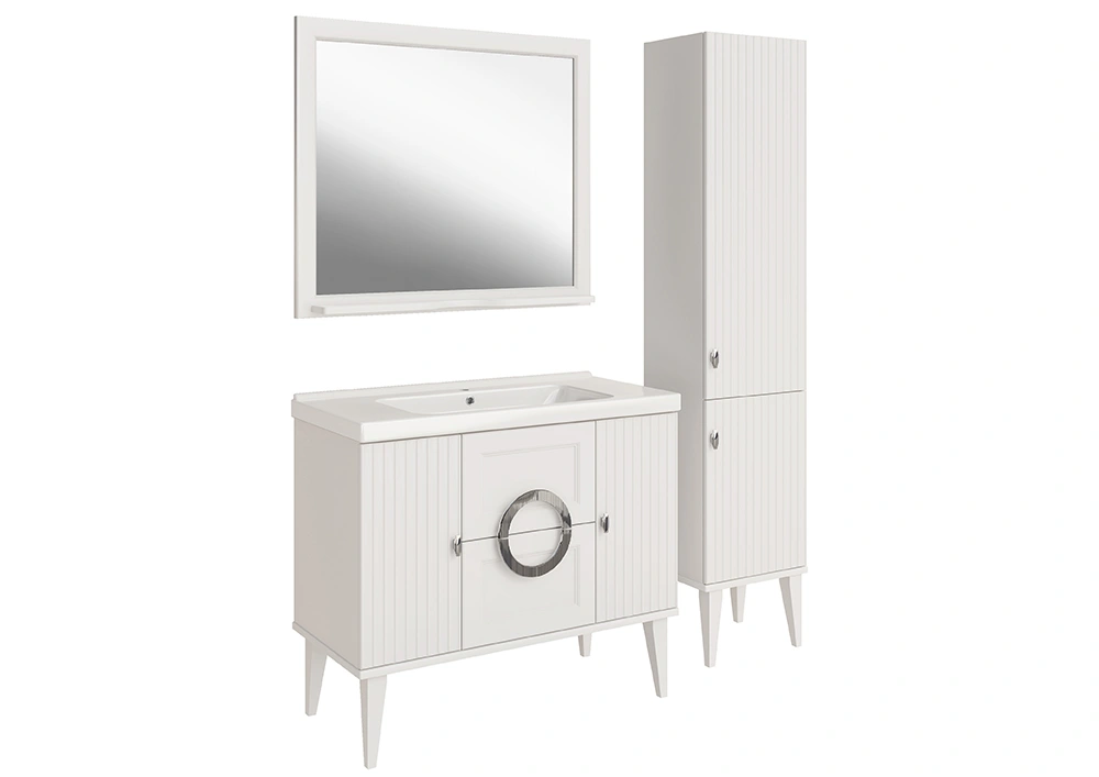 Тумба напольная ASB Woodline Федерика 100 с раковиной Гармония 100, белый от магазина Vanna-Vanna.ru!