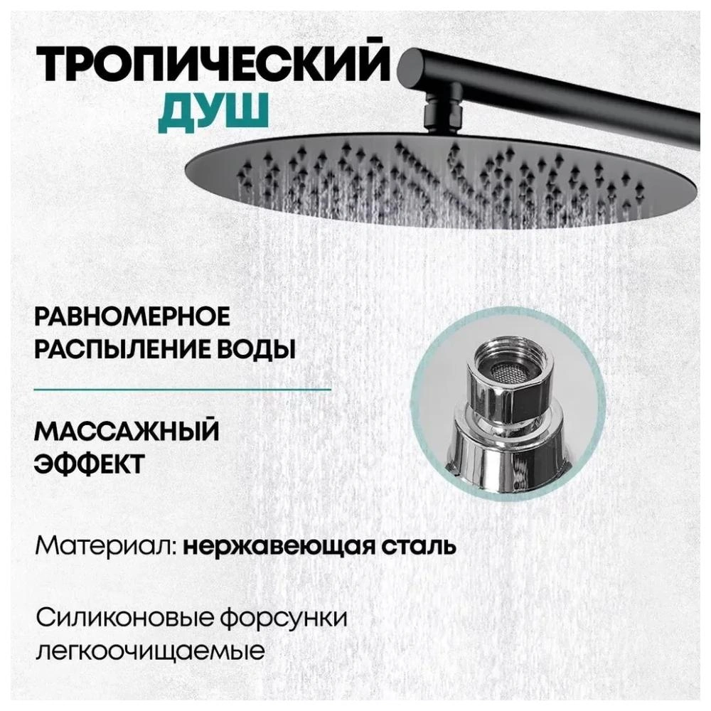 Душевая система встраиваемая (без излива) Grocenberg GB5099BL-3, черный от магазина Vanna-Vanna.ru!