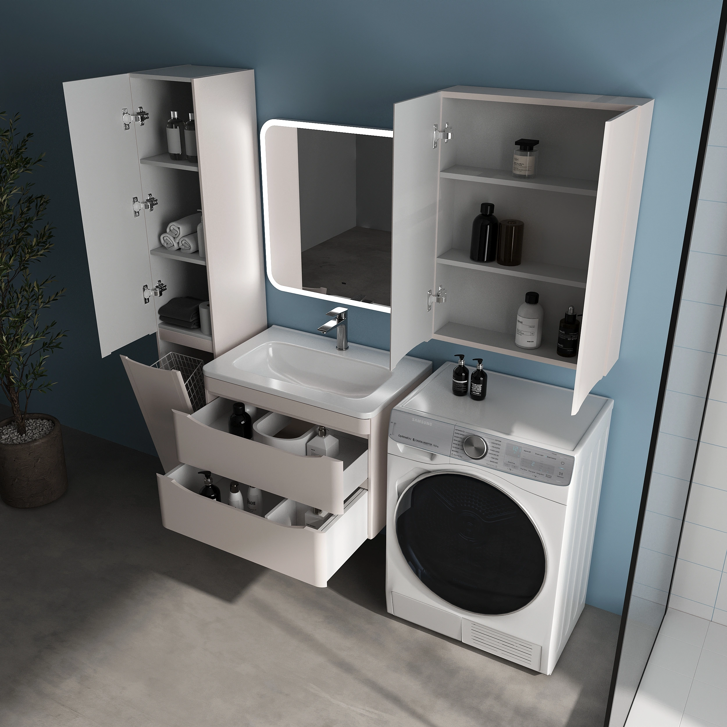 Тумба подвесная Style Line Бергамо мини 70 (2 ящ.) антискрейтч карамель с раковиной Каре Люкс МИНИ 700х350 от магазина Vanna-Vanna.ru!