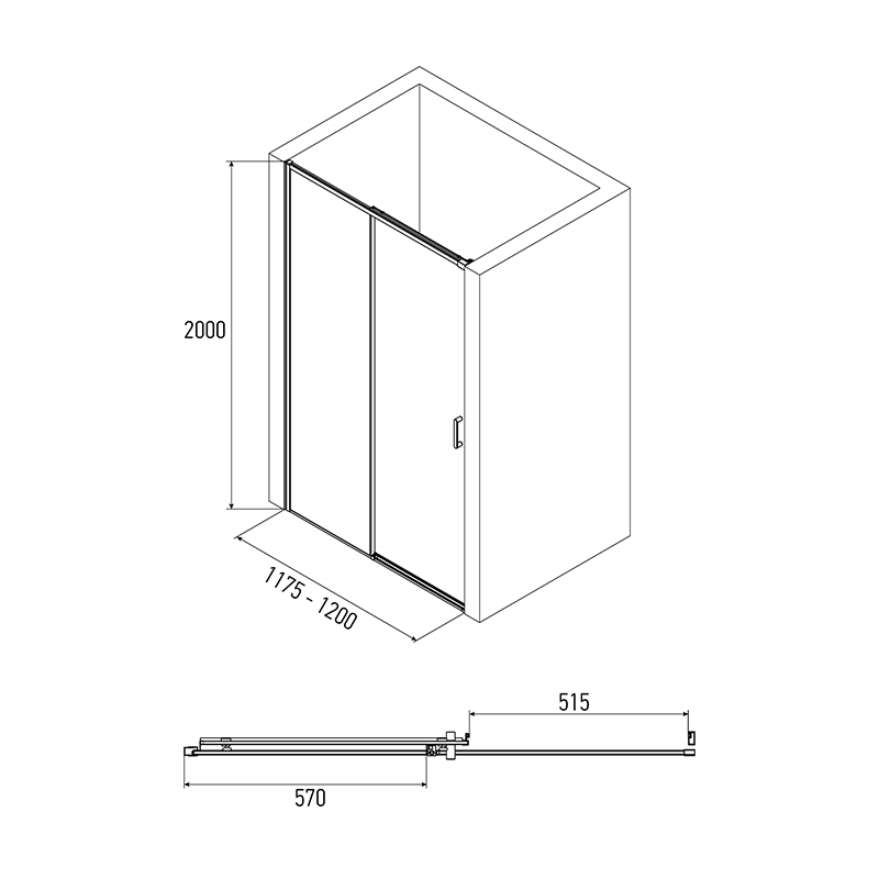 Душевая дверь Alex Baitler AB61B120 120 см  раздвижная, прозрачное стекло, черный