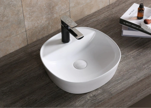 Раковина Ceruttispa CR0075 накладная, белая, квадратная, с отверстием под смеситель 400х400х120 от магазина Vanna-Vanna.ru!