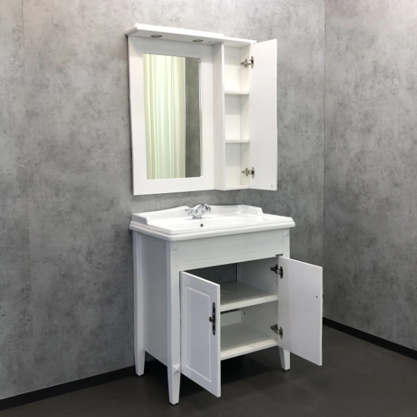 Зеркало-шкаф Comforty Палермо-80 белый глянец от магазина Vanna-Vanna.ru!