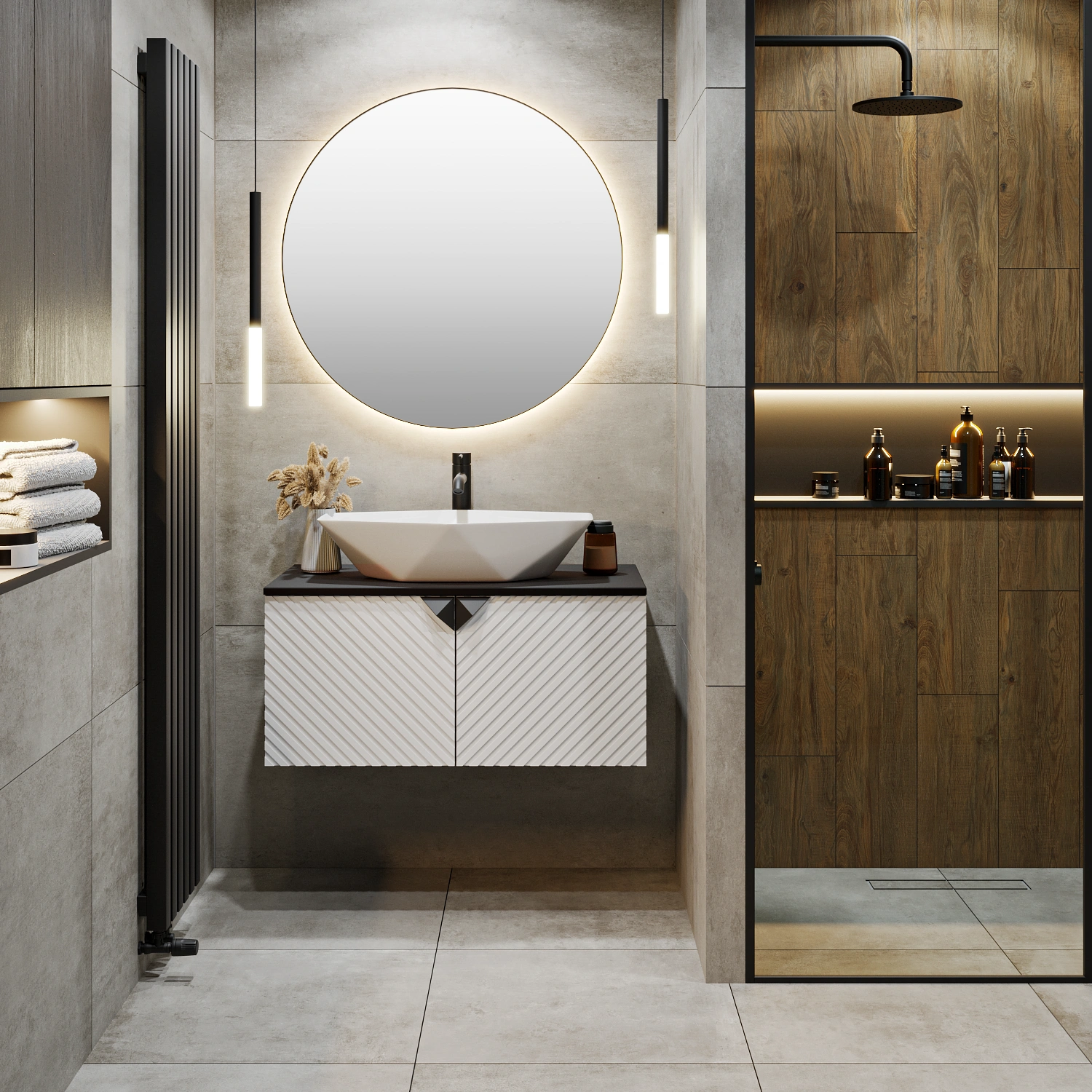 Тумба подвесная Runo Андорра 85 под накладную раковину, белый матовый/чёрный от магазина Vanna-Vanna.ru!