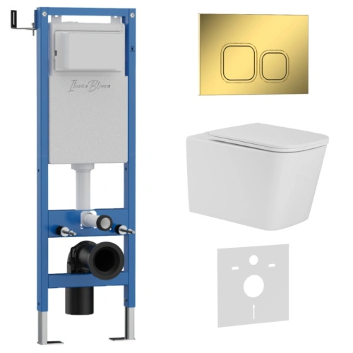 Комплект 3в1 IBERICA BLANCA инсталляция SILENCIO MINI, унитаз TOLEDO ALTO белый, кнопка смыва ESTI-Q золото глянцевое (IB.001M.TLA.231.836) от магазина Vanna-Vanna.ru!