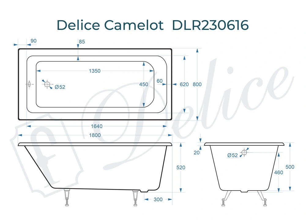 Ванна чугунная Delice Camelot 180х80 DLR230616 от магазина Vanna-Vanna.ru!