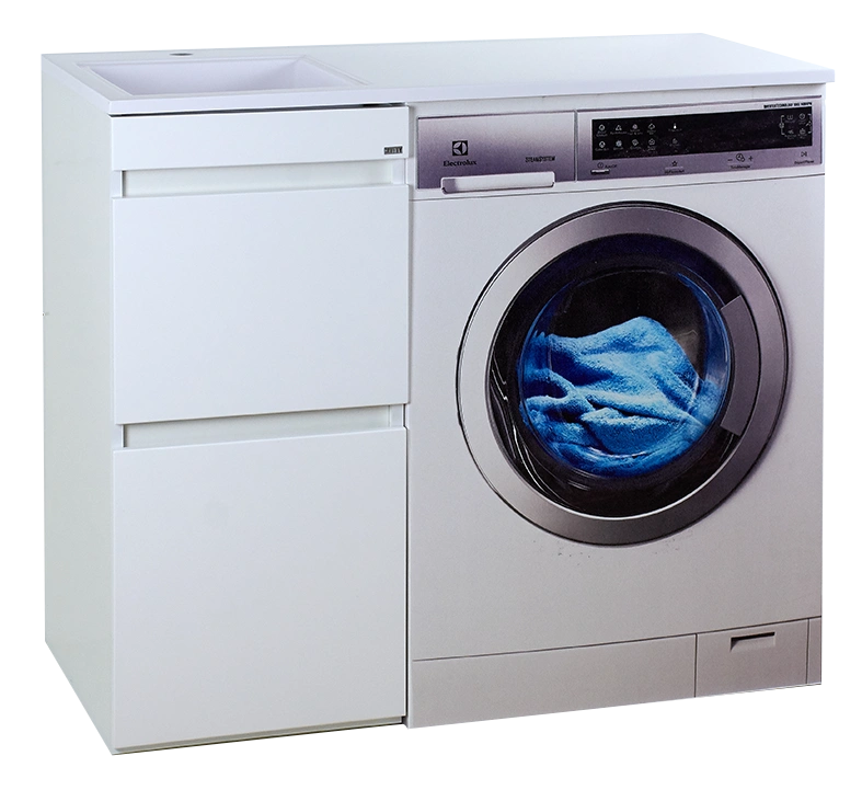 Тумба с раковиной Misty Фостер 40 с 2 ящиками, под стиральную машину, с раковиной Misty Гавана 100 R, белый от магазина Vanna-Vanna.ru!