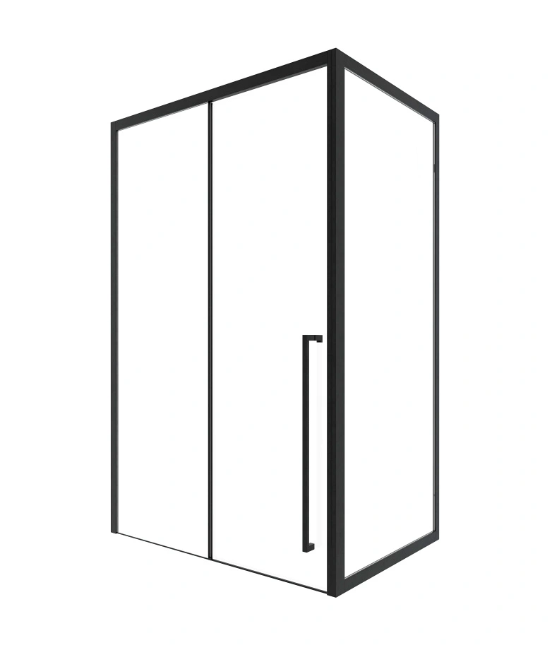 Душевой уголок Timo TDSS-140/03C-8R + TSS-1000/03C-8, 140x100 см, профиль черный, стекло прозрачное