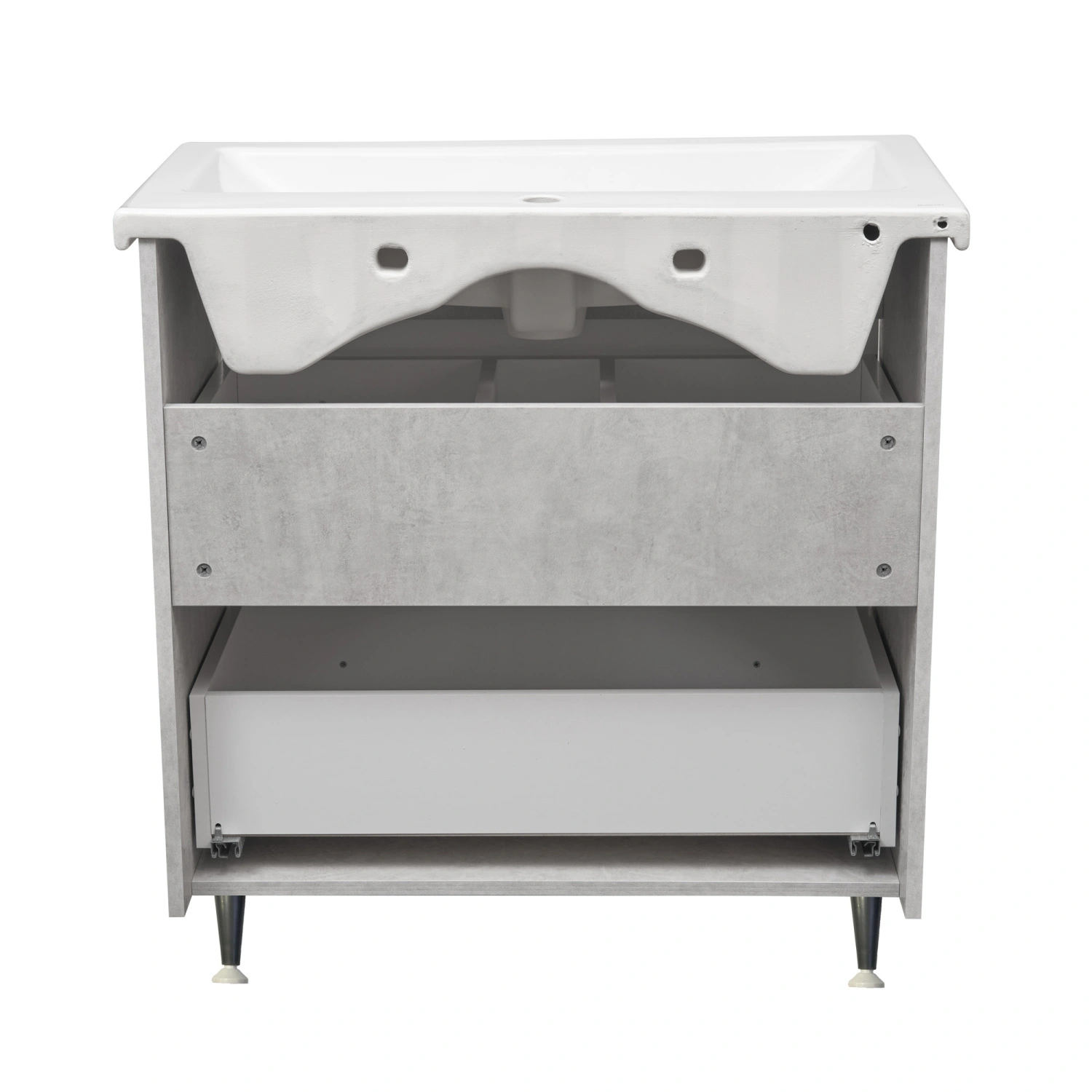 Тумба напольная Stella Polar Браво 80 с раковиной Сомо 80, слэйт/лакобель белое от магазина Vanna-Vanna.ru!