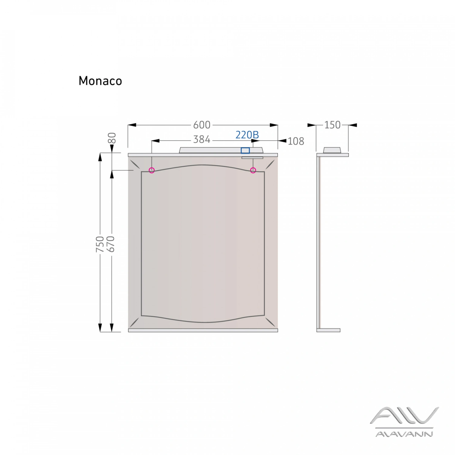 Зеркало Alavann Monaco 60-01 свет, белый от магазина Vanna-Vanna.ru!