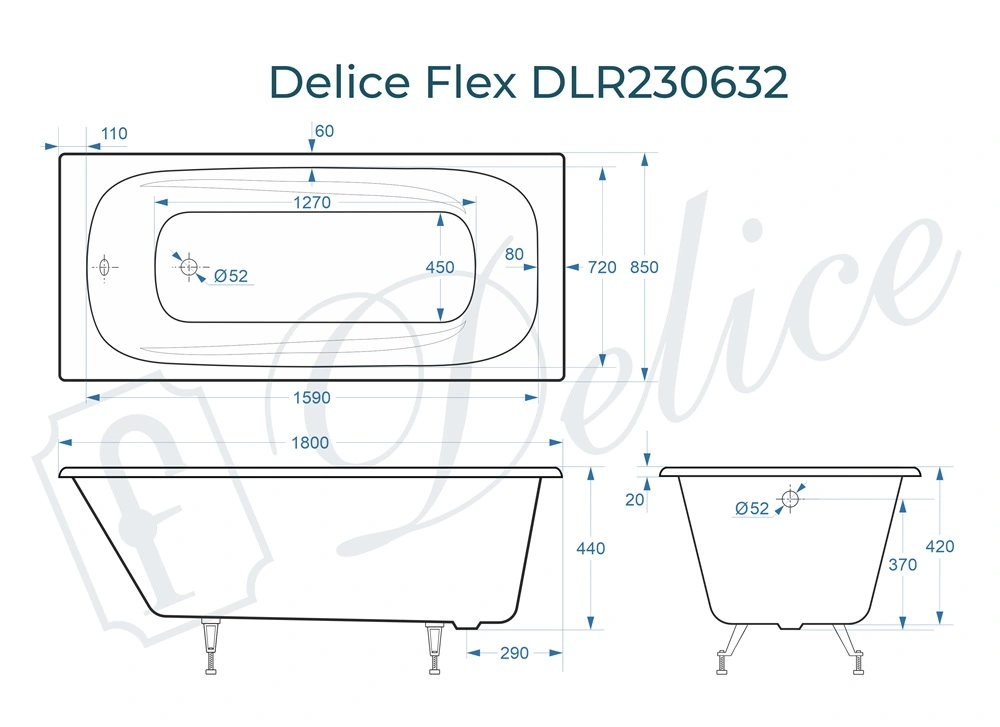Ванна чугунная Delice Flex 180х85 DLR230632 от магазина Vanna-Vanna.ru!