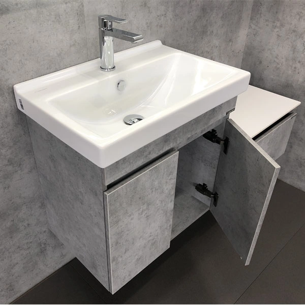 Тумба подвесная Comforty Осло-60 бетон светлый с раковиной Фест 60 от магазина Vanna-Vanna.ru!