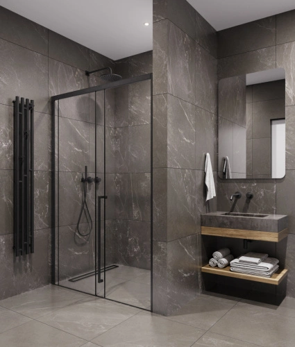 Душевая дверь Timo TDSS-120/03C-8R, 1200*2000, профиль черный, стекло прозрачное 8 мм от магазина Vanna-Vanna.ru!