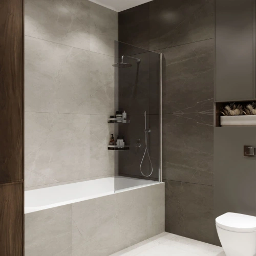 Шторка на ванну распашная Terminus Ното 02 1500х700 профиль хром, тонированная от магазина Vanna-Vanna.ru!