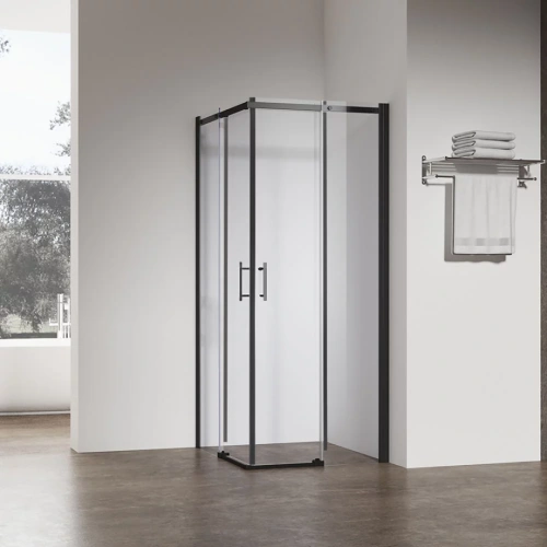 Душевой угол Veconi Rovigo RV-50B, 1200х800х1950, черный, стекло прозрачное