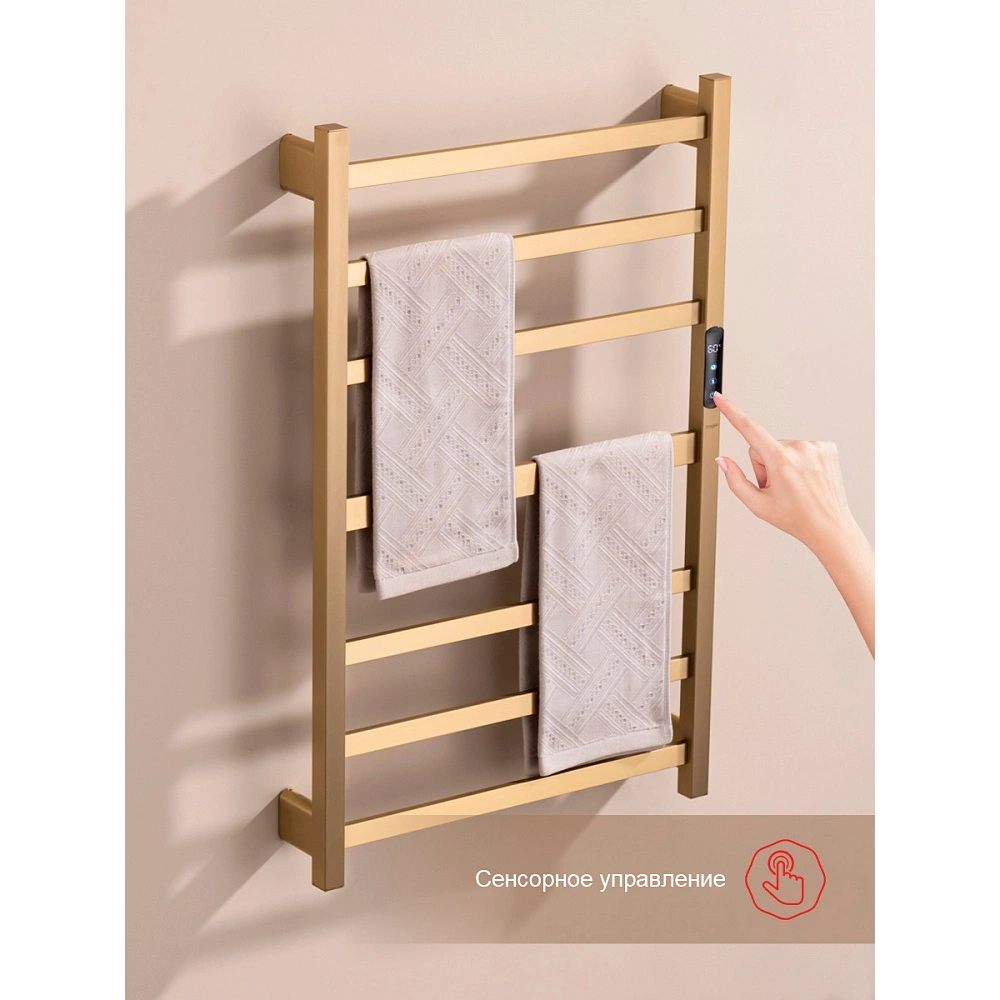 Полотенцесушитель электрический RAGLO R350.07.03 сенсорный с терморегулятором, сатин золотой