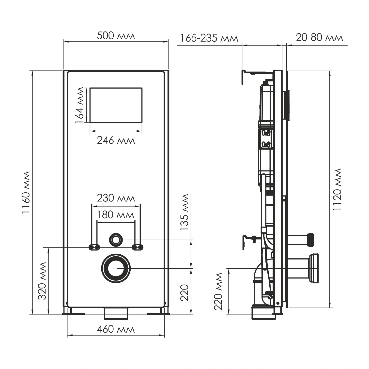 Инсталляция WasserKraft Abens 20TLT.010.ME.BL.MB04 для подвесного унитаза, с кнопкой от магазина Vanna-Vanna.ru!