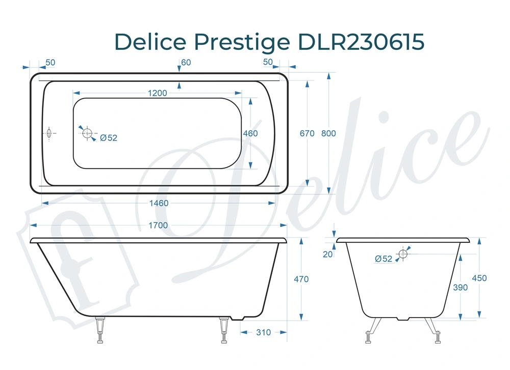 Ванна чугунная Delice Prestige 170х80 DLR230615 от магазина Vanna-Vanna.ru!