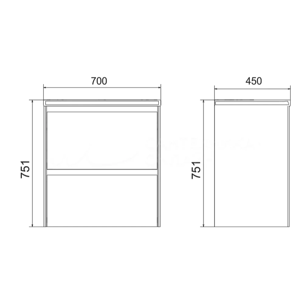 Тумба с раковиной подвесная Velvex Klaufs tp.KLA.COM.70.2Y, 70 см от магазина Vanna-Vanna.ru!