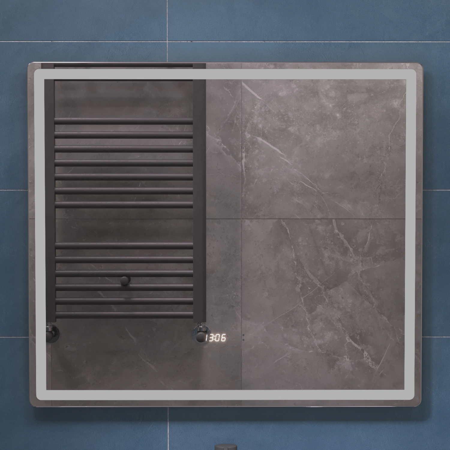 Зеркало Vigo Geometry Luxe 800 свет, сенсор, часы, антизапотевание от магазина Vanna-Vanna.ru!