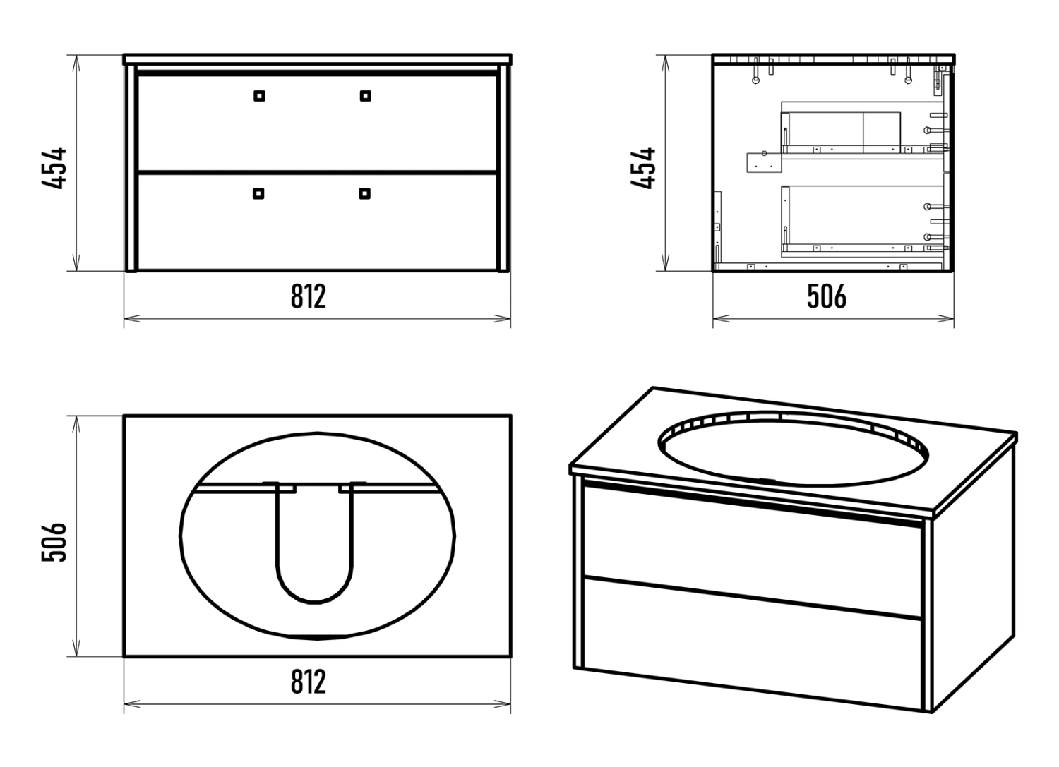 Тумба с раковиной Brevita Elche 80 подвесная, серый/патина золото