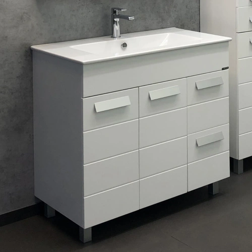 Тумба напольная Comforty Модена 90М белая с раковиной Квадро 90 от магазина Vanna-Vanna.ru!