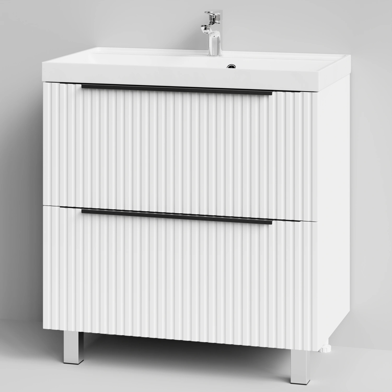 Тумба с раковиной Vod-ok Дольче 80 2 ящика, напольная, белая + 13 цветов от магазина Vanna-Vanna.ru!