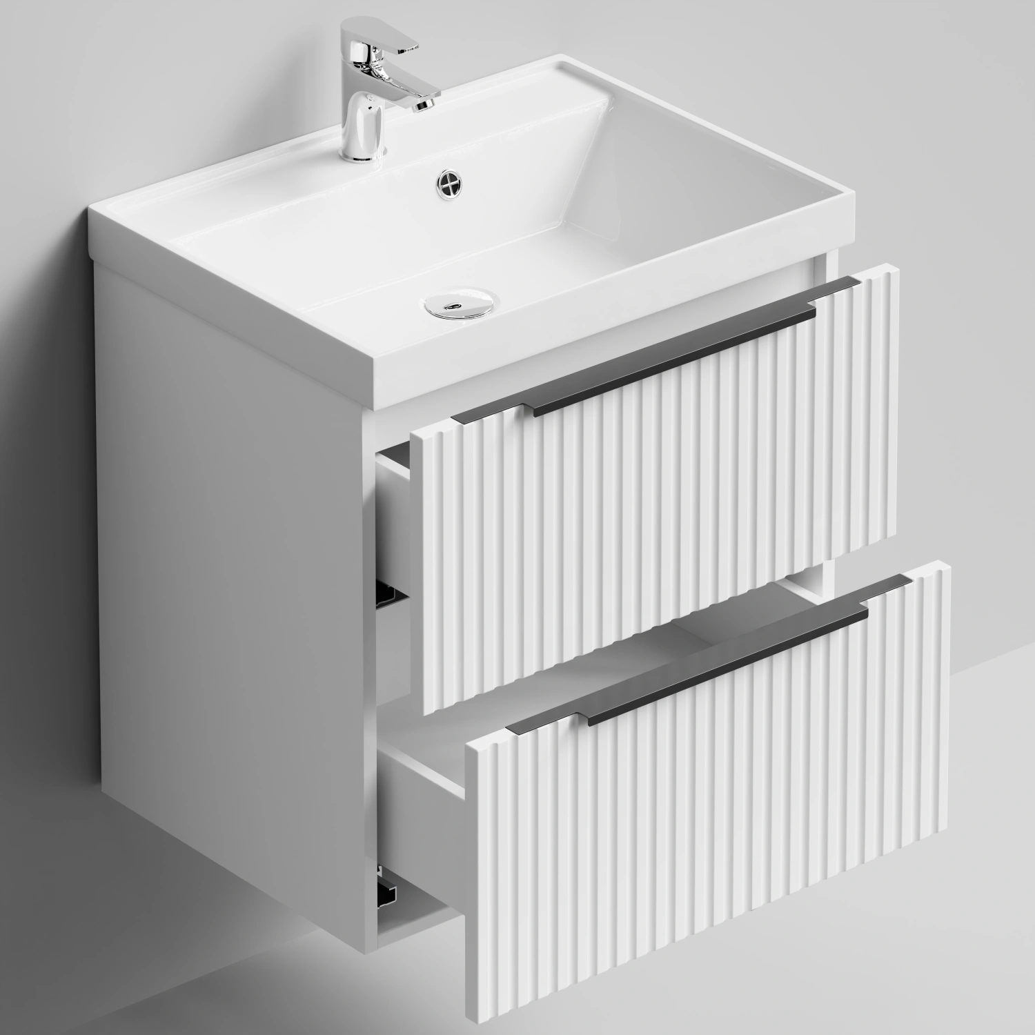 Тумба с раковиной Vod-ok Дольче 60 2 ящика, подвесная, белая + 13 цветов от магазина Vanna-Vanna.ru!