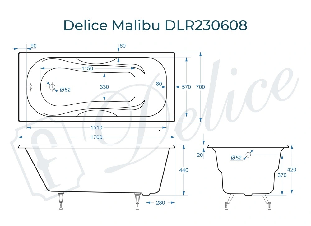 Ванна чугунная Delice Malibu 170х70 DLR230608 от магазина Vanna-Vanna.ru!