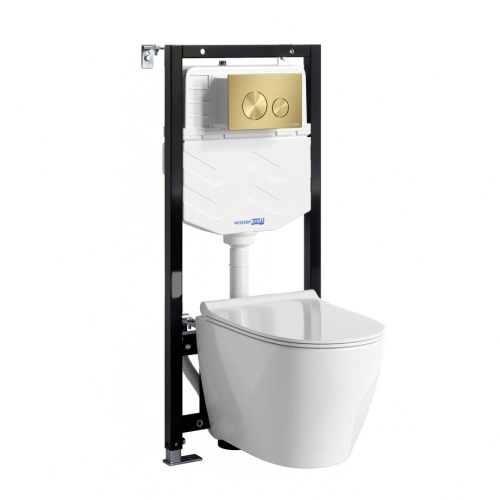 Унитаз подвесной WasserKRAFT 10TLT.010.ME.MG02.H002 с инсталляцией и кнопкой, белый от магазина Vanna-Vanna.ru!