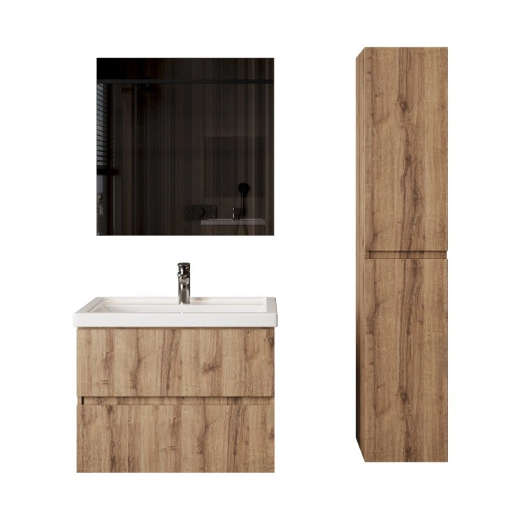 Тумба Onika Дарон 80 подвесная с раковиной Фостер 80, дуб крафт золотой