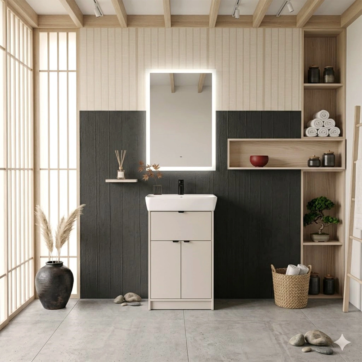 Тумба напольная Comforty Руза-50 серый шелк с раковиной 9055RA-50 от магазина Vanna-Vanna.ru!