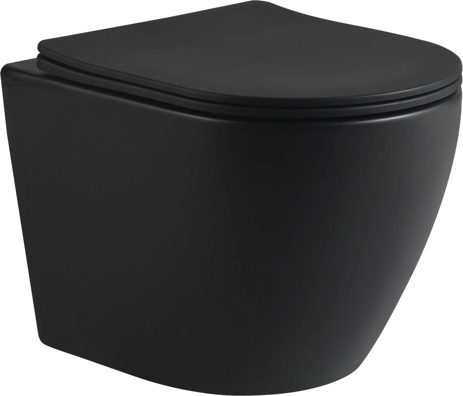 Унитаз подвесной SantiLine SL-5025MB+SL-03 с инсталляцией и кнопкой, черный от магазина Vanna-Vanna.ru!