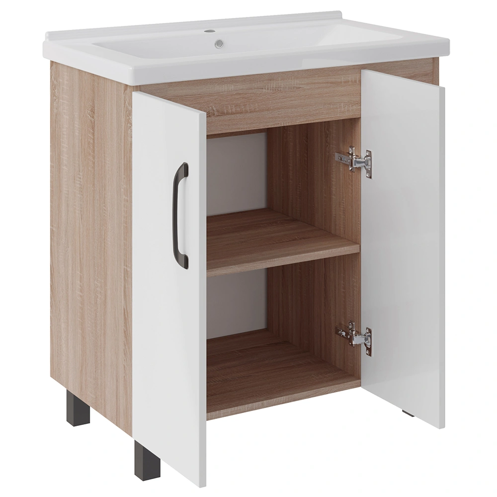 Мебель для ванной Асб-мебель Адель 80 комплект, напольный, белый/дуб сонома