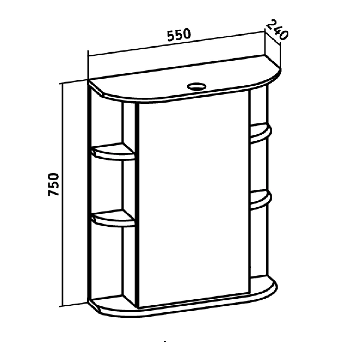 Зеркало-шкаф Runo Гиро 55 R, белый от магазина Vanna-Vanna.ru!