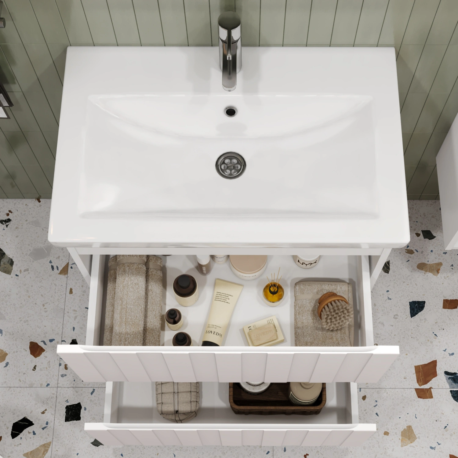 Тумба напольная Vigo Finlay 700-0-2 с раковиной Como 70, 2 ящика, белый от магазина Vanna-Vanna.ru!