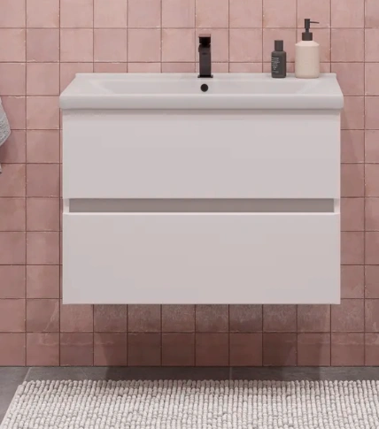 Тумба подвесная SanStar Велья 80 с раковиной Como 80, белая