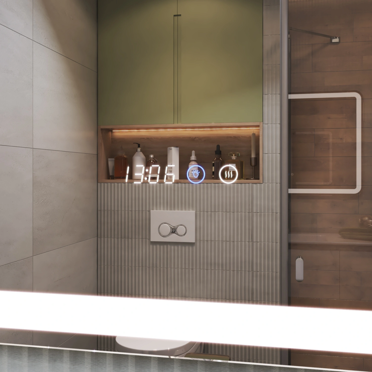 Зеркало Grani Luxe 60 с часами, свет, сенсор, белый от магазина Vanna-Vanna.ru!