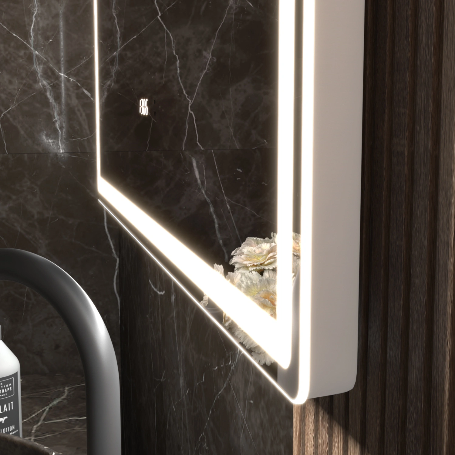 Зеркало Vigo Roberta Luxe 100 свет, сенсор, часы, антизапотевание