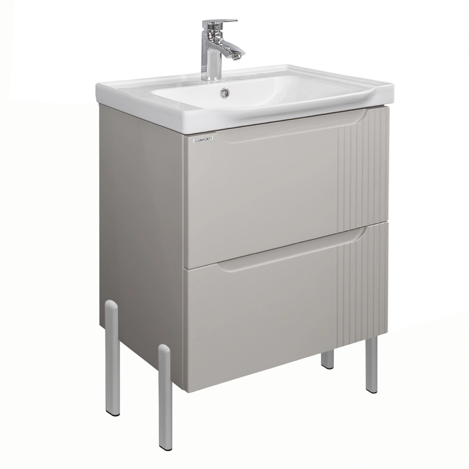 Тумба подвесная Comforty Сидней-60 серый шелк с раковиной CF188057-60 от магазина Vanna-Vanna.ru!