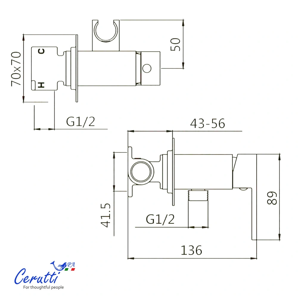 Смеситель с гигиеническим душем Ceruttispa Резия SHGR (RESIA SHGR) из латуни, с шлангом 120 см, цвет серый от магазина Vanna-Vanna.ru!