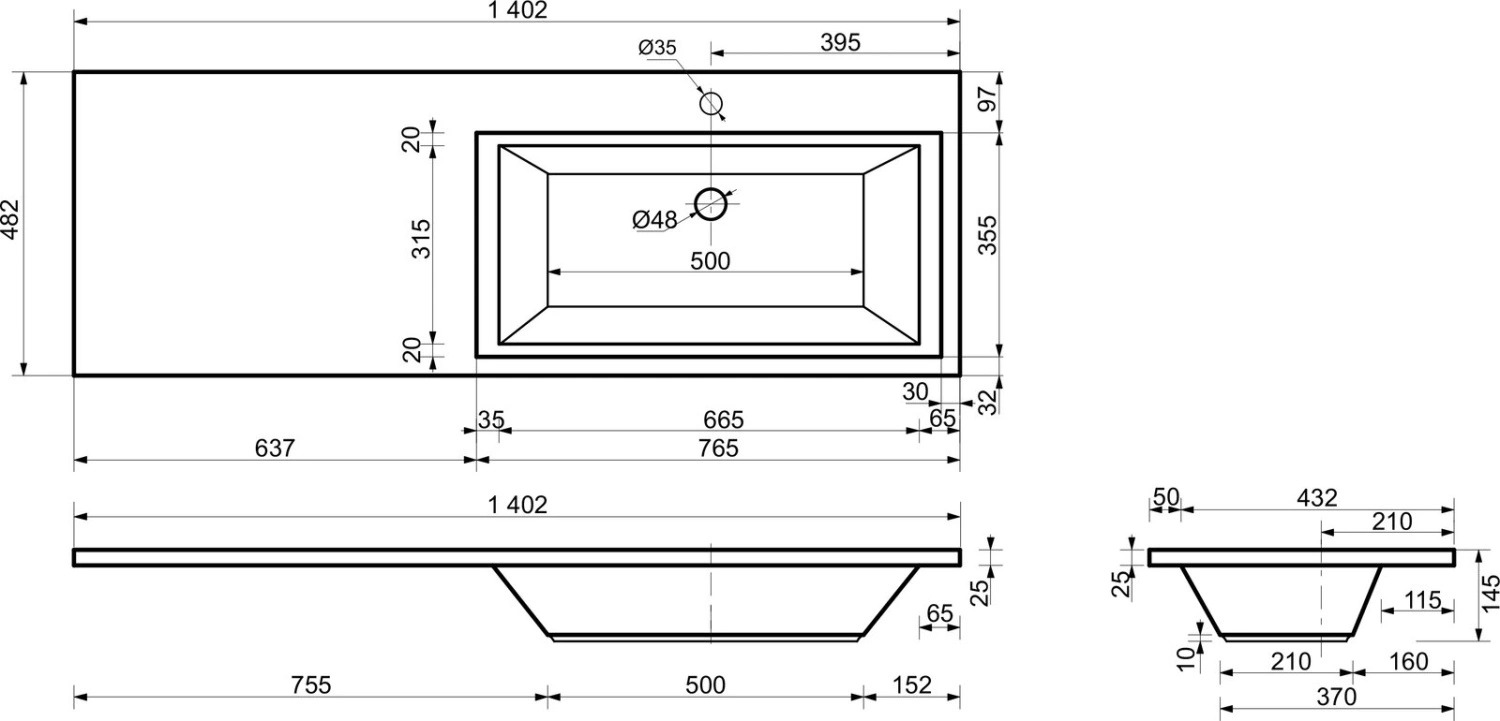 Тумба напольная Style Line Даллас 140 Люкс Plus Эмаль с раковиной Даллас 140 R под стиральную машину, два ящика, белая от магазина Vanna-Vanna.ru!