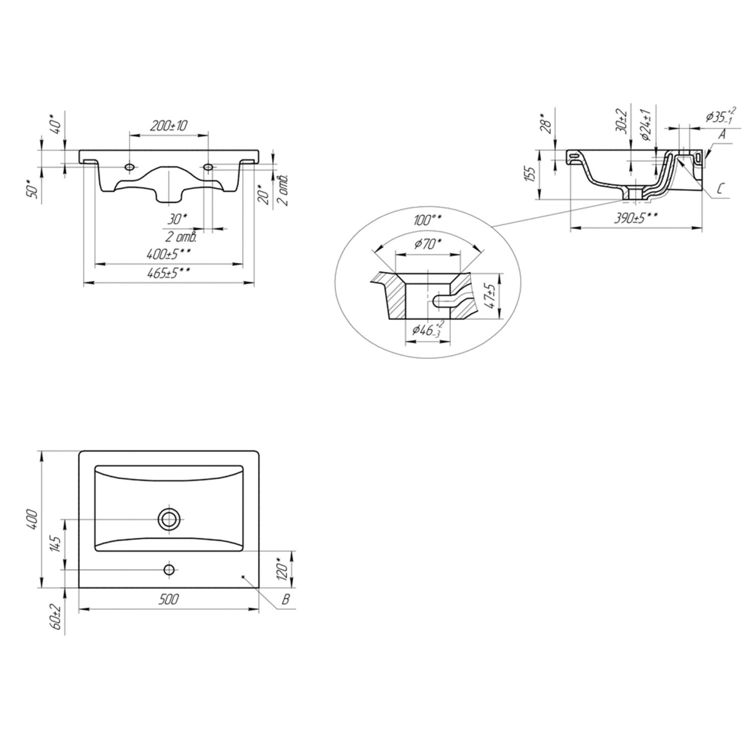 Тумба подвесная Vigo Grani 500-0-1 с раковиной Фостер 50, 1 ящик, дуб золотой