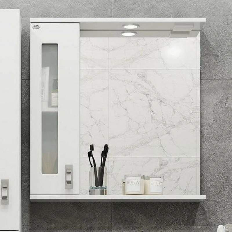 Зеркало со шкафчиком Onika Кристалл 67 L свет, белый