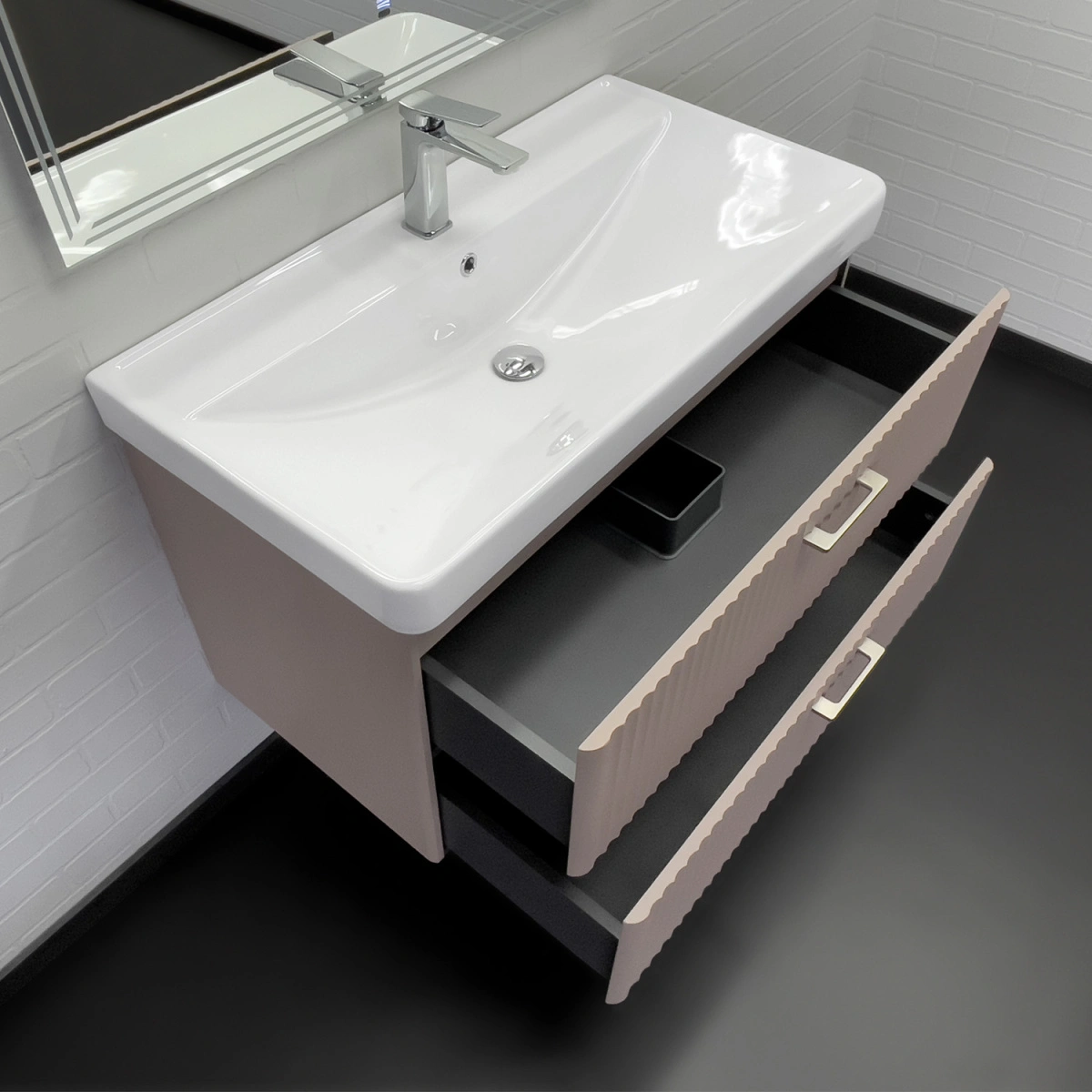 Тумба подвесная Comforty Ангара-90П дуб латте с раковиной 4490 от магазина Vanna-Vanna.ru!